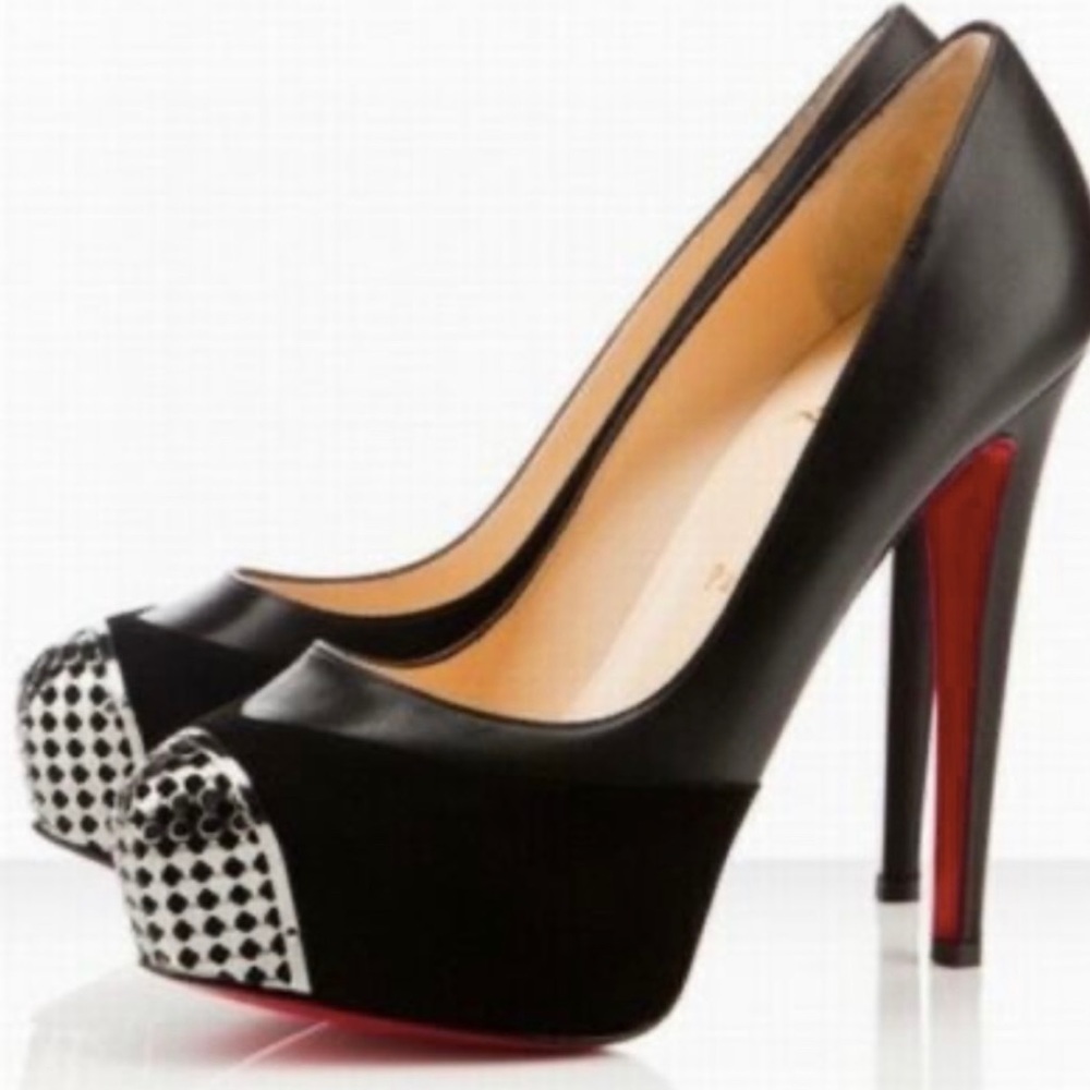 Christian Louboutin AUTHENTIC Maggie pumps Black leather & suede sz 36.5 - used